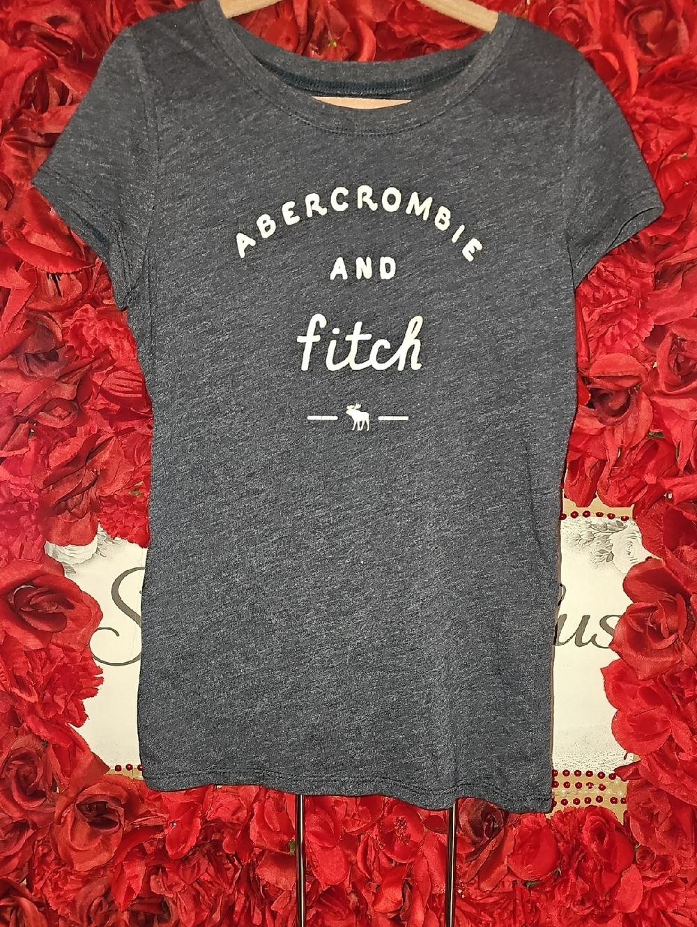 Abercrombie & Fitch Girls Navy & White Logo Tee Size Small